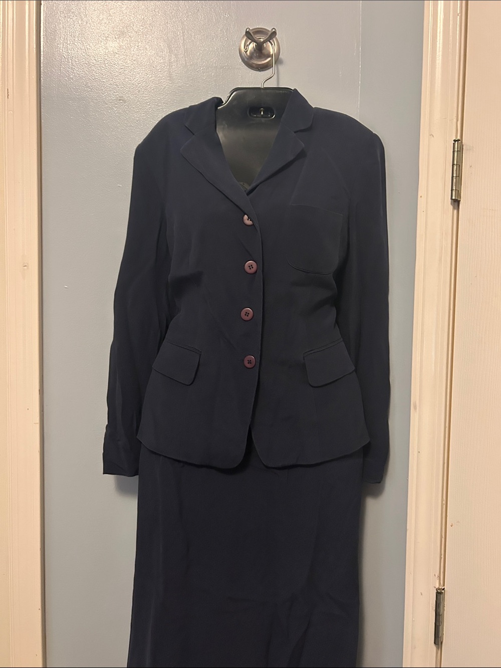 Vintage Parisian Signature 100% Silk Skirt Suit Set Black Size 12